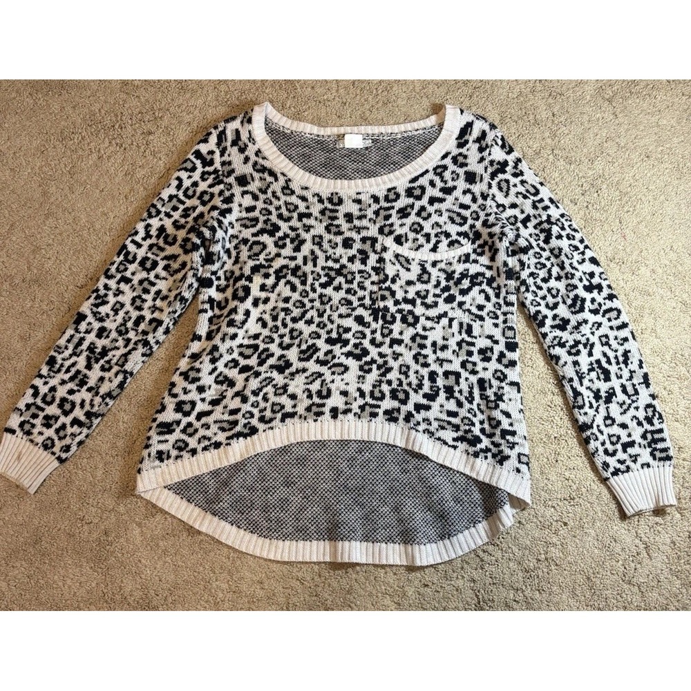 Billabong Sweater Women's‎ Size Large Leopard Print Hi Lo Cozy Comfortable